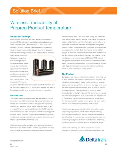 Wireless Traceability of Prepreg Product Temperature