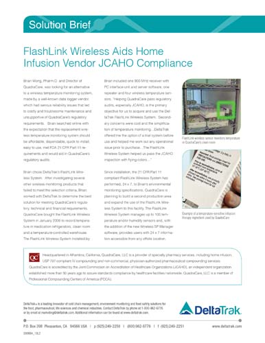FlashLink Wireless Aids Home Infusion Vendor JCAHO Compliance