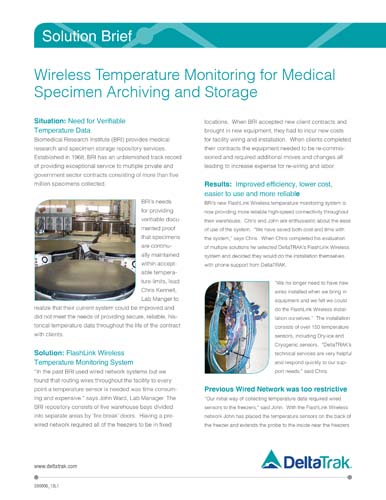 Wireless Temperature Monitoring for Medical Specimen Archiving and Storage